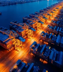 cargo port night